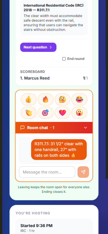 Live room chat with emoji reactions